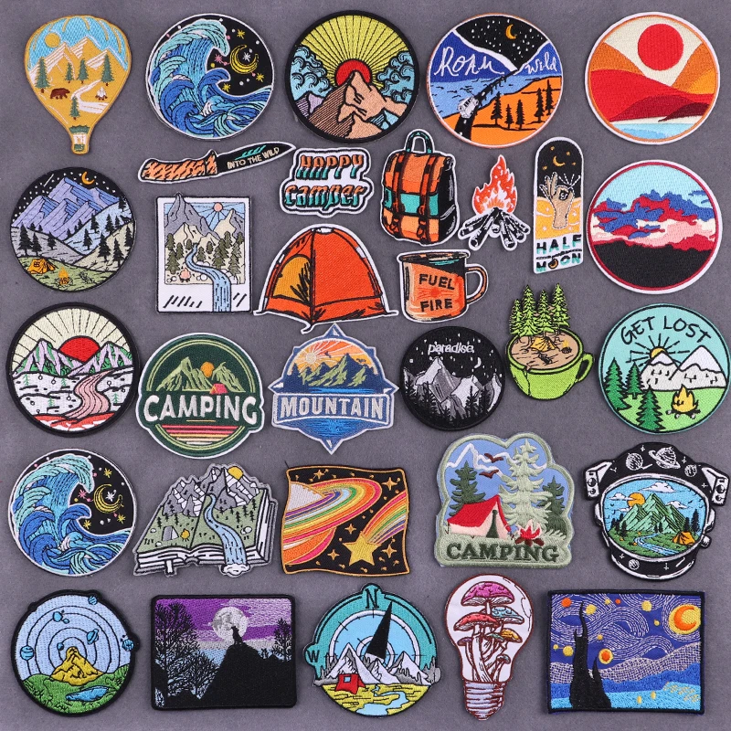 Outdoor Camp Patch Iron On Embroidered Patches For Clothing Thermoadhesive Patches On Clothes Camping Patch For Clothes Stickers