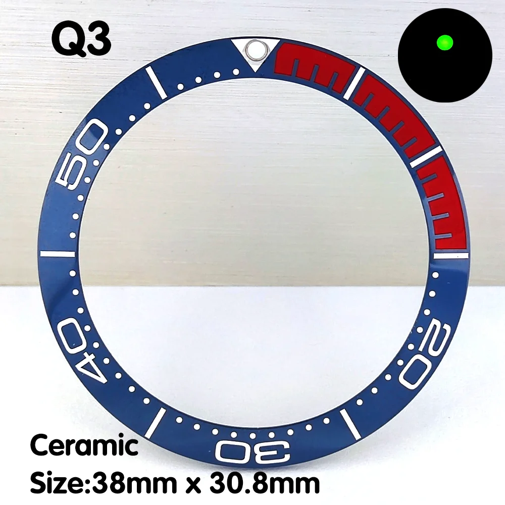 Watch Bezel 38mm Ceramic Bezel Men\'s Watch Ring Replacement Parts Fits 40mm Watch Parts High Quality Luminous Bezel