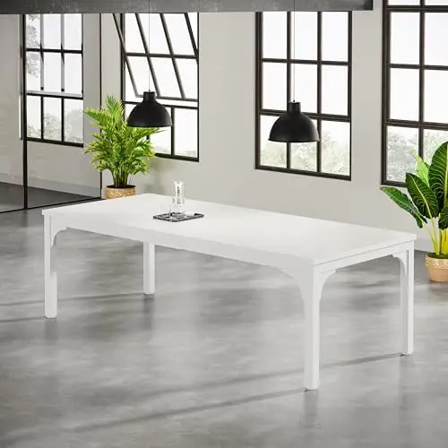 6.56 FT Conference Table, Super Sturdy Large Rectangle Meeting Seminar Table for 8 Person, Long Business Tables (White