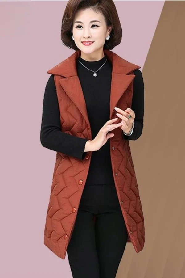 

Autumn Winter Vest Women Waistcoat Mom's Thermal Cotton Vests for Female Casual Loose Warm Sleeveless Down Slim Jacket TS486
