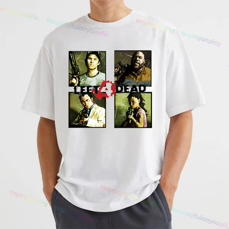 

Футболка Left 4 Dead 2 L4D Gamer Vintage Aesthetic Zombies Game Lover НОВАЯ повседневная футболка с круглым вырезом и коротким рукавом для улицы Мужчины Женщины