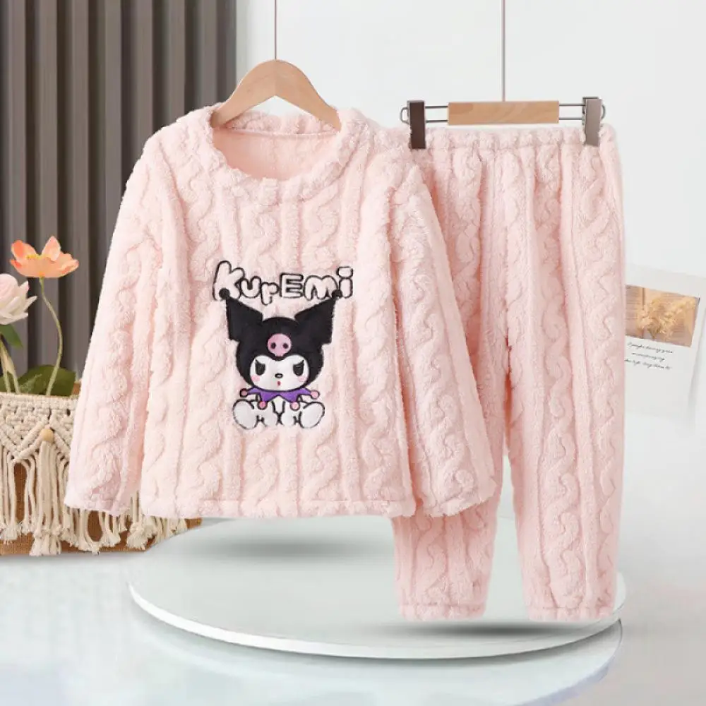 

Cartoon Kuromi Children Girl Pajama Set Winter Cinnamoroll Sanrio Melody Cute Comfort Sweet Princess Style Sleepwear Home Wear