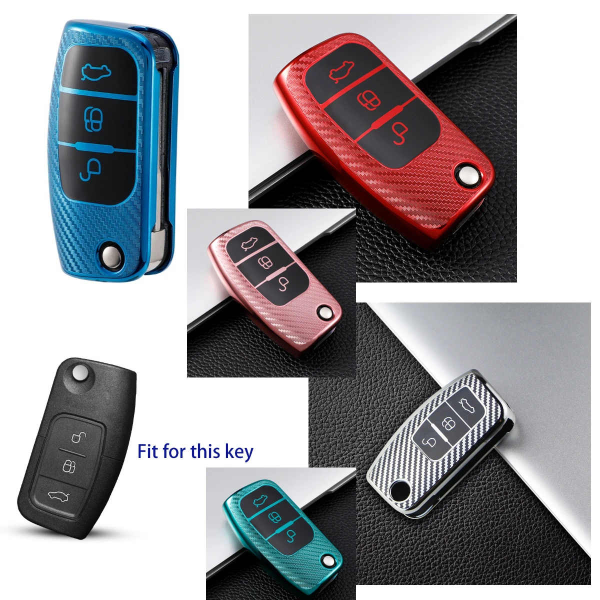 

Carbon Pattern TPU Car Remote Key Cover Case for Ford Fiesta Focus 2 Ecosport Kuga Escape Falcon B-Max C-Max Eco Sport Galaxy