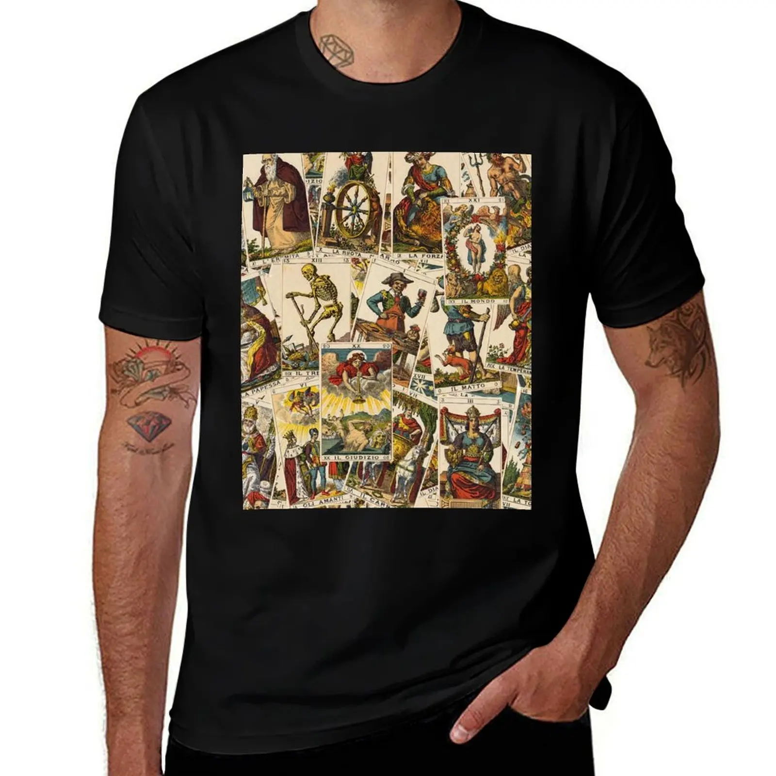 

Tarot cards pattern T-Shirt man t shirts for men t shirt men 100% cotton luxury brand graphic t shirts for man T-shirt