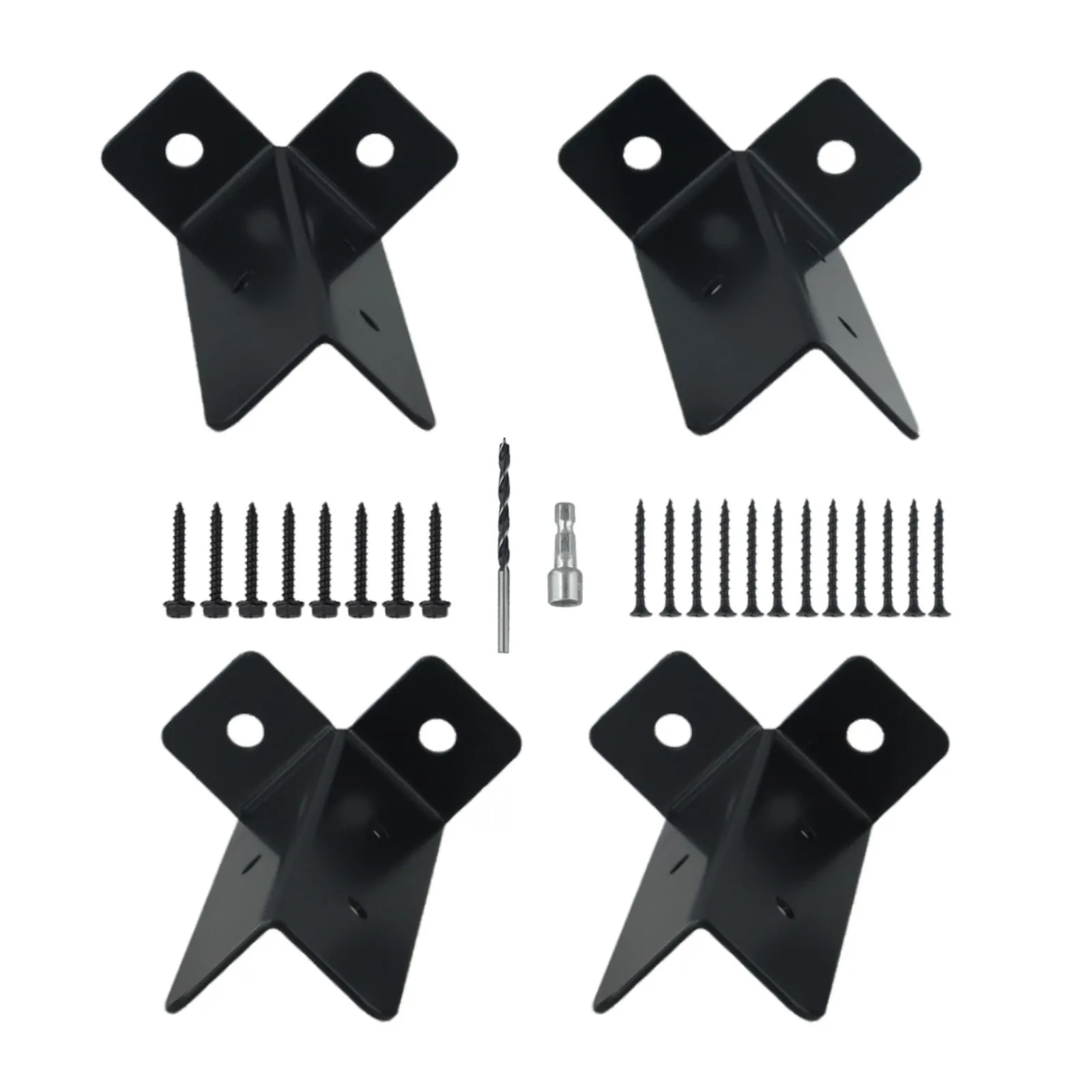 4pcs Picket Fence Deck Post Base Cover Bracket Support Anchor Railing Iron Kit Adjustable Base Brackets Fence Railing Support