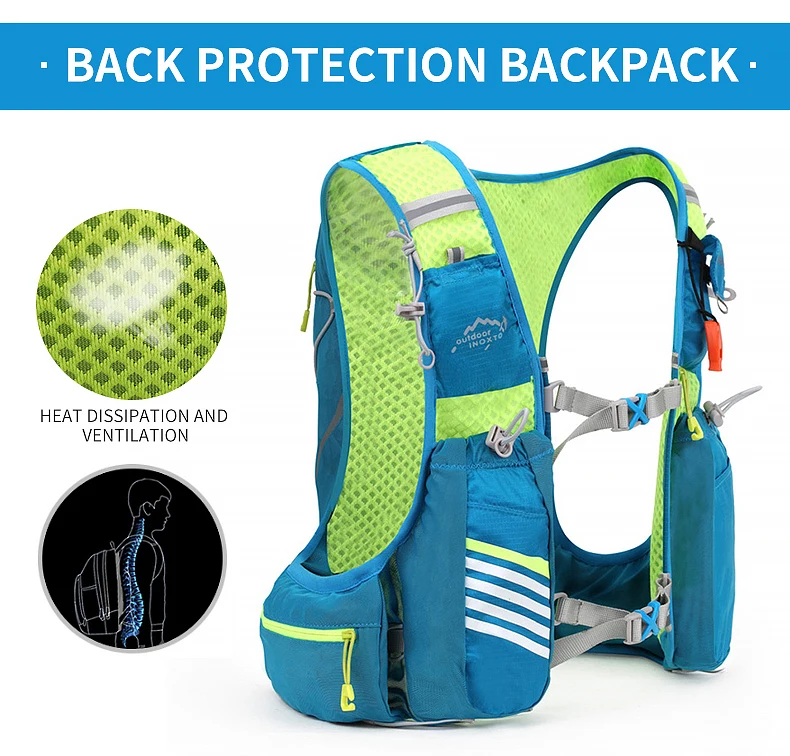 Outdoor-Lauf-Feuchtigkeitsweste, 8 l, Radfahren, feuchtigkeitsspendender Rucksack, Trekking, Wandern, Marathon, Fahrradrucksack mit 500 ml Wasserflasche – Detail 14