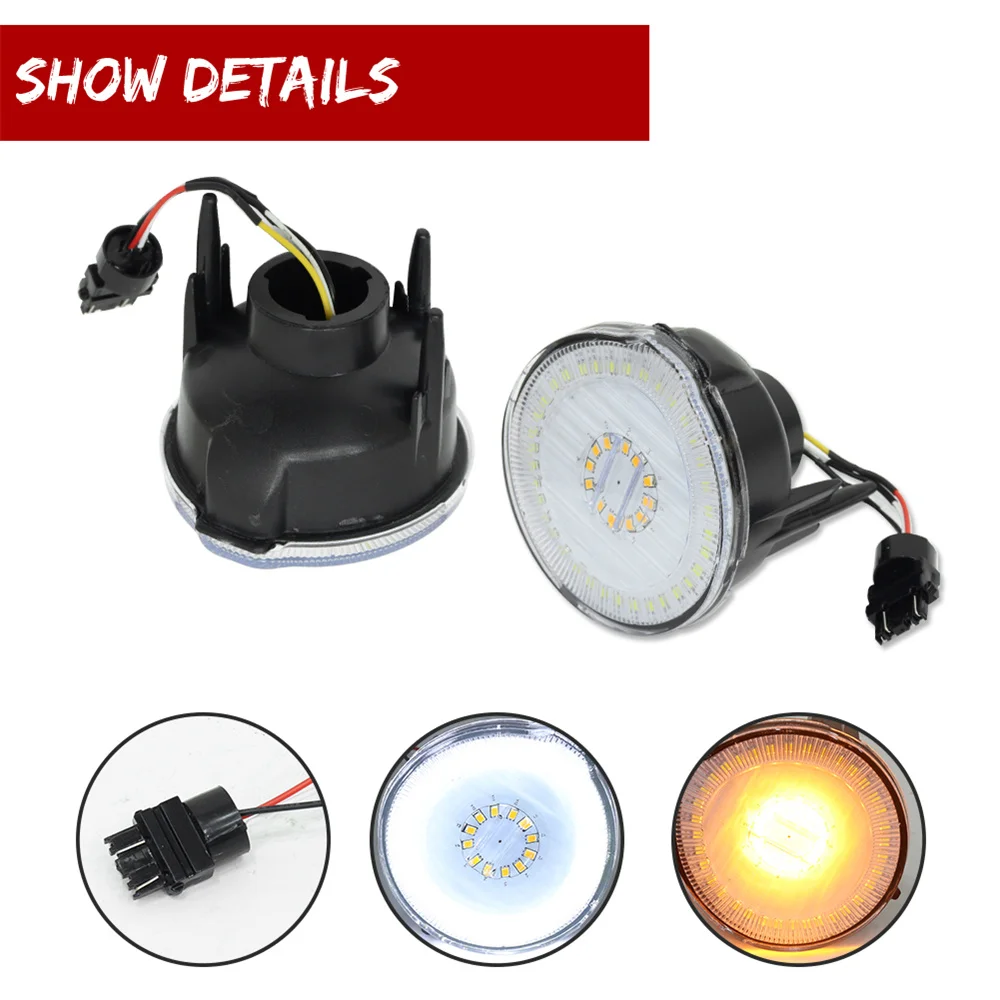 المتعرج العنبر LED المصد الأمامي للسيارة بدوره أضواء الإشارة و الأبيض DRL تشغيل/أضواء القيادة لبونتياك فايربيرد 1998-2002 12 فولت #2