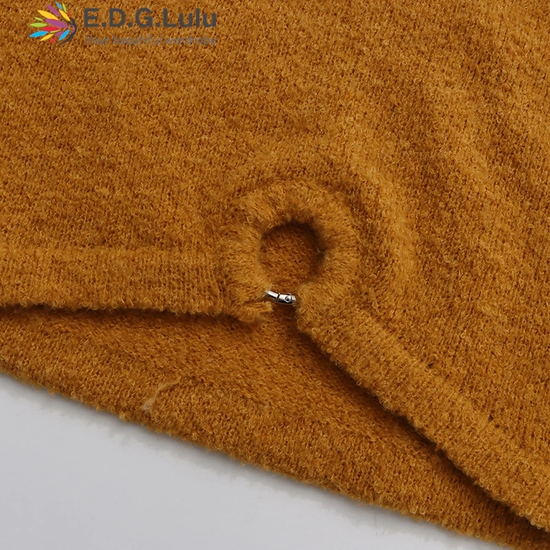 EDGLuLu rétro décontracté 2 pièces ensemble 2025 automne nouveau col rond à manches longues haut court + taille haute fente jupe longue jaune bleu costume 1024