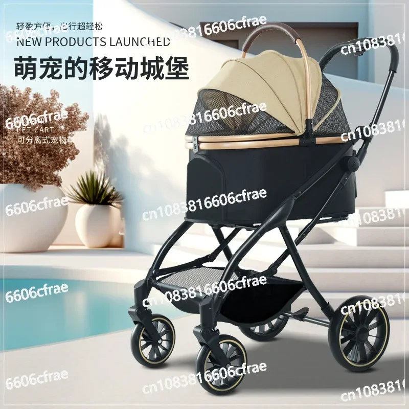 Pet Cart Lightweight Foldable Puppy Cart Walking Dog Small and Medium-sized Dog Cat Artifact Going Out Cart