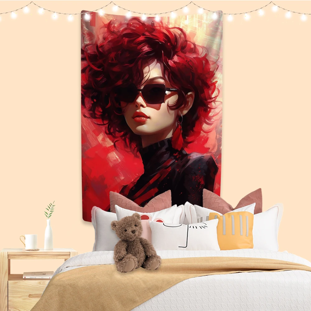 

Anime Portraiture Tapestry Beautiful Girl Printed Wall Hanging Carpet For Rooms Dormitory Background Cloth Home Decor