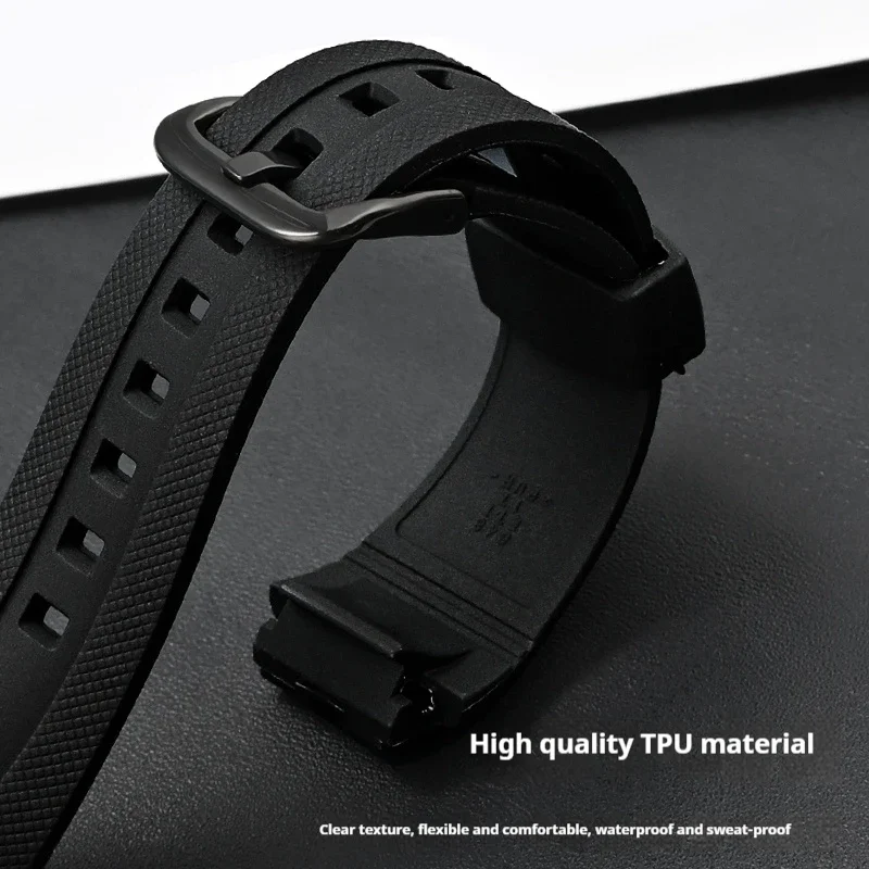 Black TPU Silicone Strap for Casio AQ-160W AQ-163W Sport Waterproof Convex Electronic Watch Bracelet Band Accessories 17mm