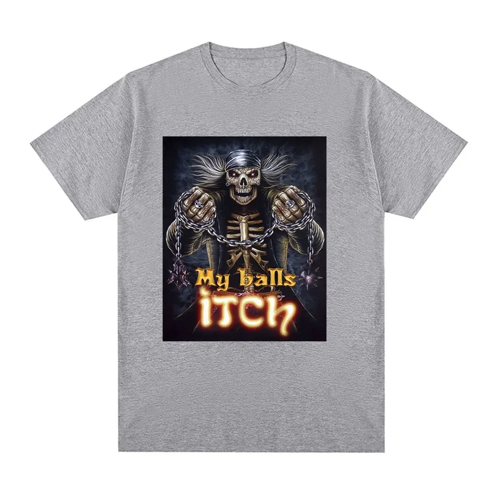 Trucker Skull Wrecking Balls Itch T-Shirt Hard Skeleton Graphic Short Sleeve T-shirts Cotton Casual Oversized T Shirt Streetwear