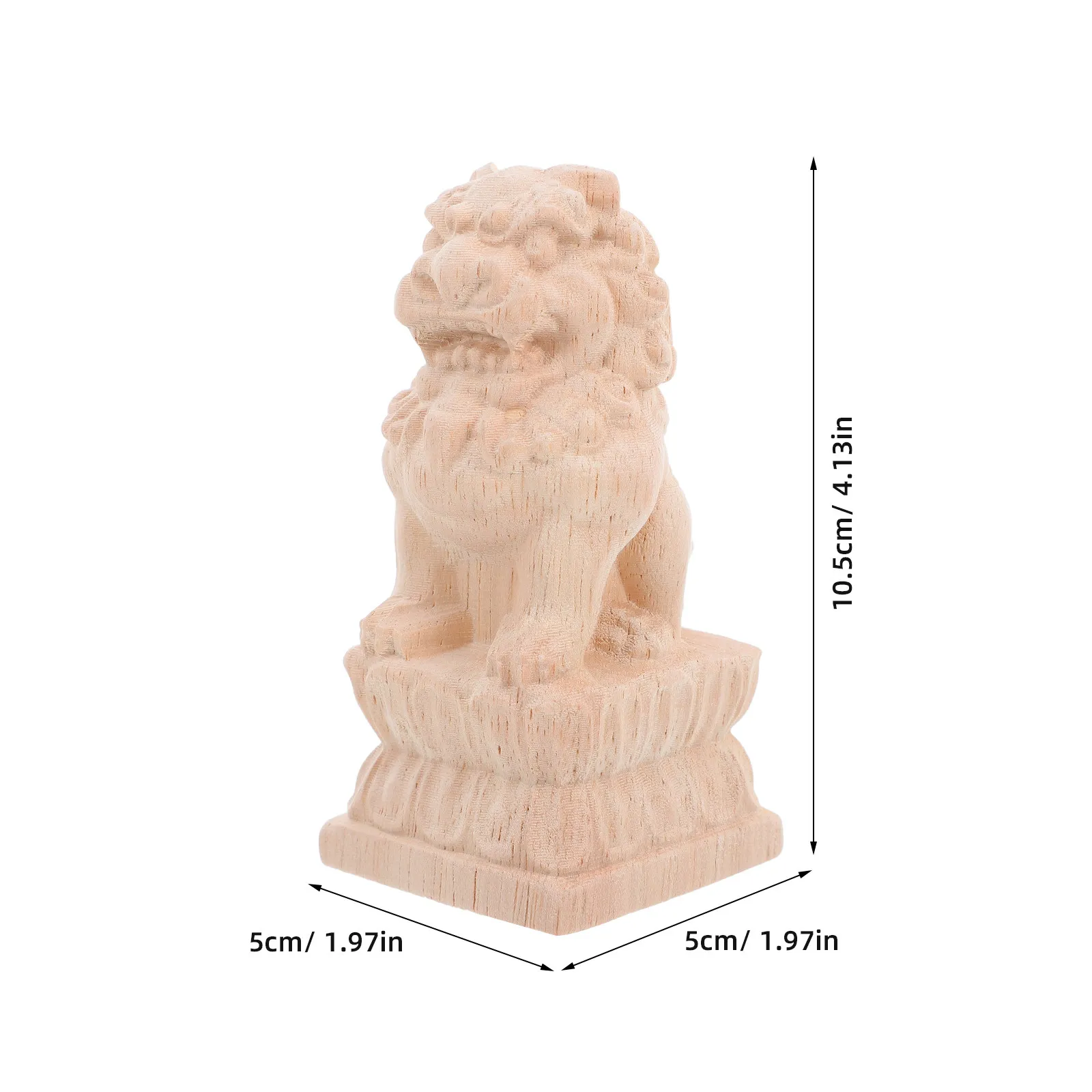 Carved Wood Finial Garden Decor Outdoor Fence Top Decoration Chinese Guardian Lion Statue Feng Shui Wealth Symbol