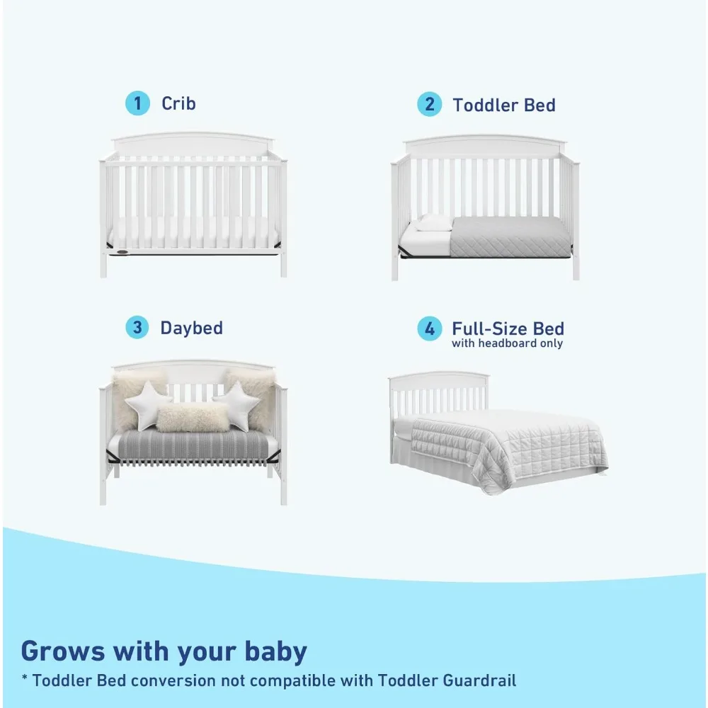 Benton 5-In-1 Converteerbare Wieg (Wit)-Greenguard Goud Gecertificeerd, Converteert Van Babywieg Naar Peuterbed, Ligbed