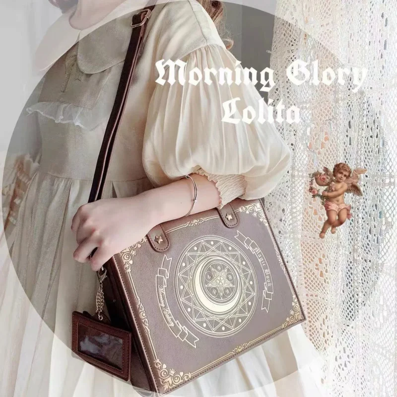 Moon Magic Book Lolita bolso cruzado Diagonal para estudiantes, bolsos de hombro dobles, mochila para niña, Bolso con solapa de cuero, bolso escolar para mujer