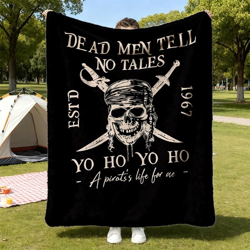 Pirates The Flannel Throw - Dead Men Tell No Tales Flannel Blanket -Vintage Pirates Comfy Blanket - Retro 90s Pirates Gi