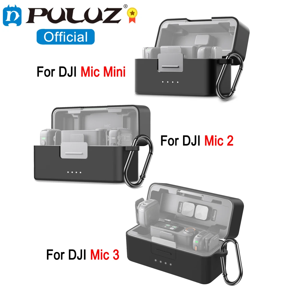 PULUZ Silicone Protective Cover For DJI Mic 3 / Mic 2 / Mic Mini Charging Case, Full Protection Scratch-proof Shockproof Case
