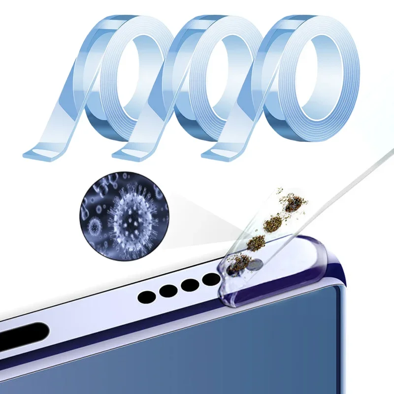 Transparentes Staubentfernungsband, universelles Handy-Lautsprecher-Staubwerkzeug, wasserdicht, stark klebend, spurloses Klebeband für iPhone Xiaomi