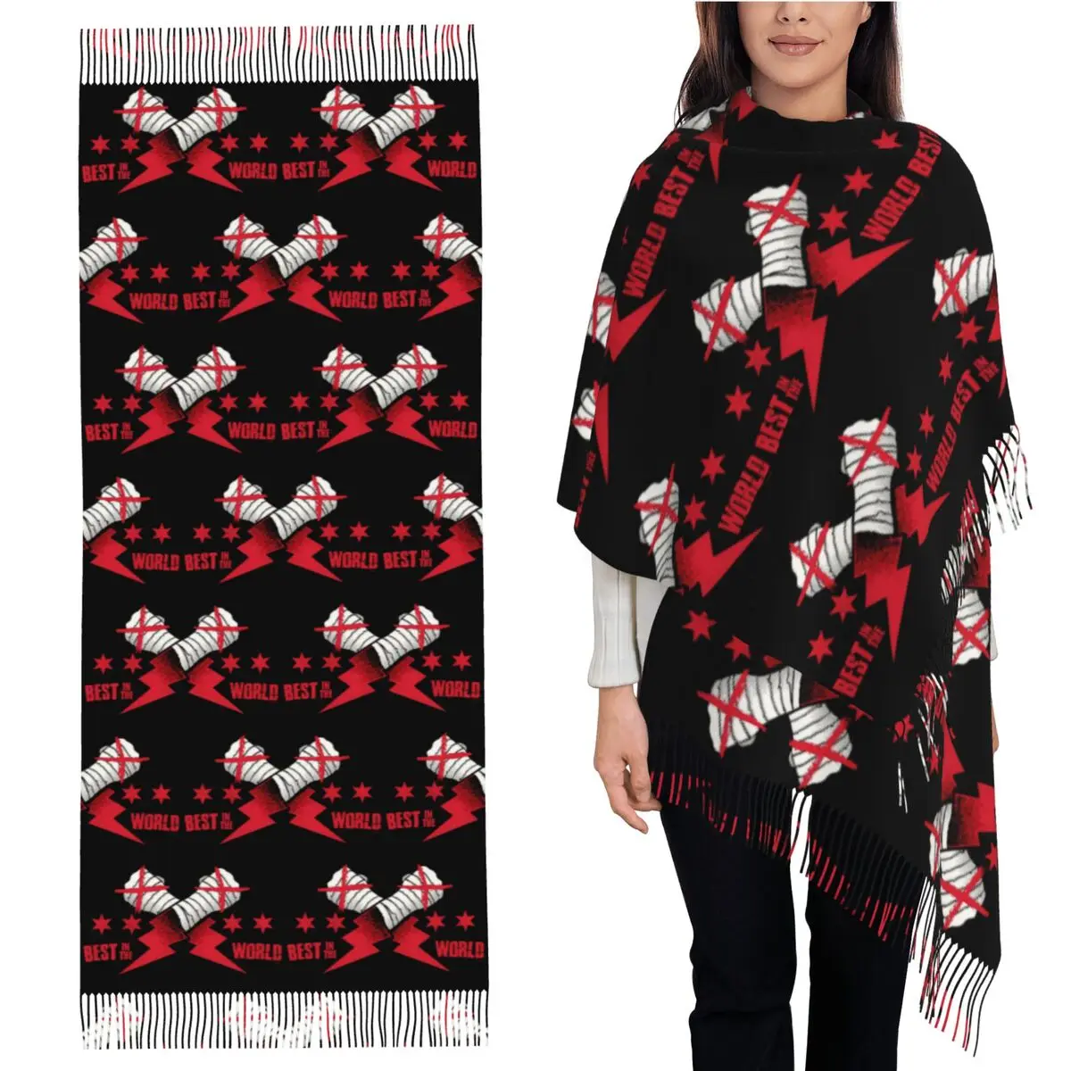 

Cm шарф с логотипом в стиле панк, шарфы с кисточками для женщин, мягкие теплые шали и накидки, большая осенне-зимняя шаль