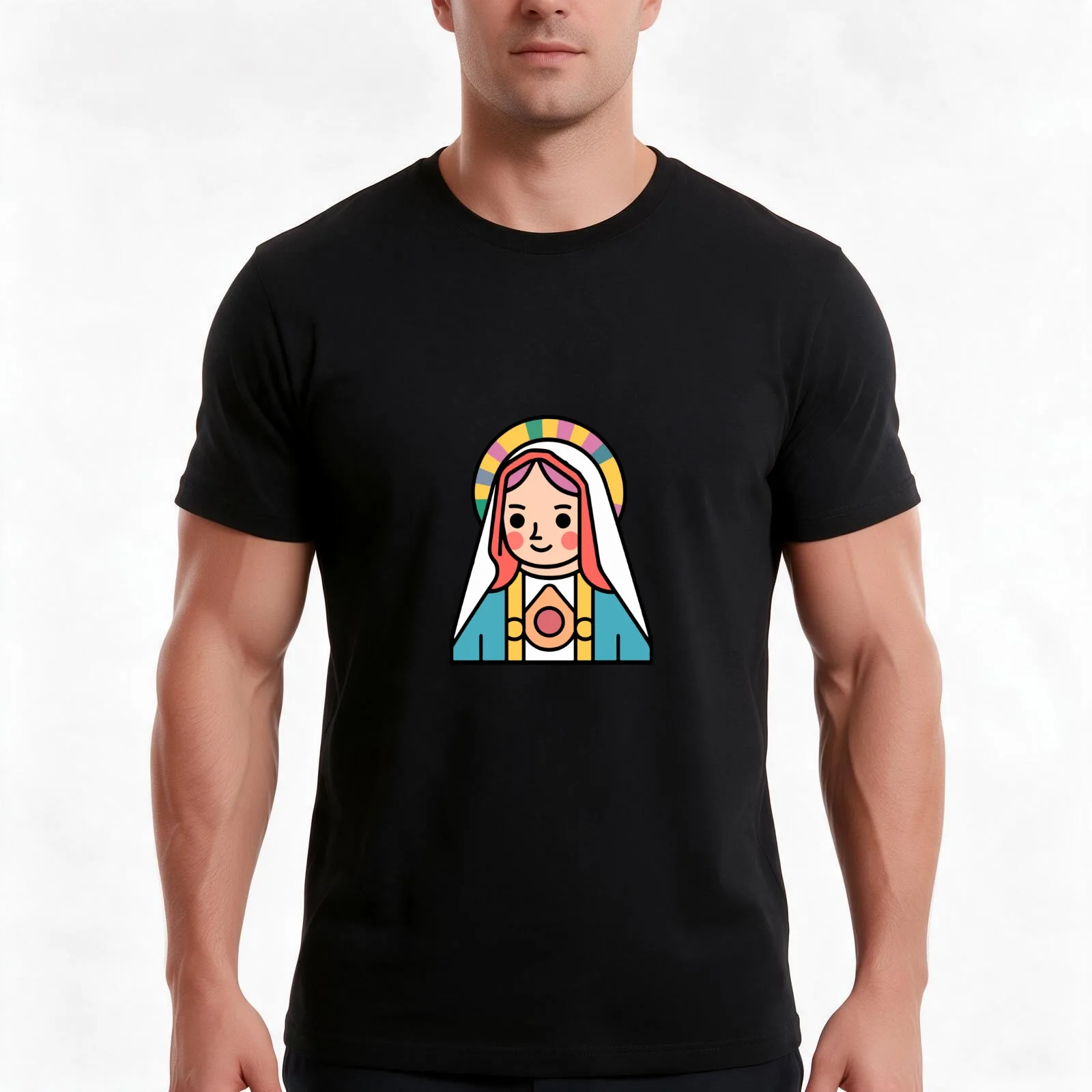 La Virgen De Guadalupe T-Shirt, Summer Casual Cotton Tee, Oversized Streetwear Tops, Vintage Graphic Print, Unisex Men Women