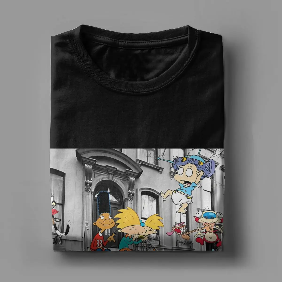 Nicktoons Hanging On Stoop T Shirt Men Women 100% Cotton Vintage T-Shirts Round Neck N-Nickelodeons Tee Shirt Tops Original