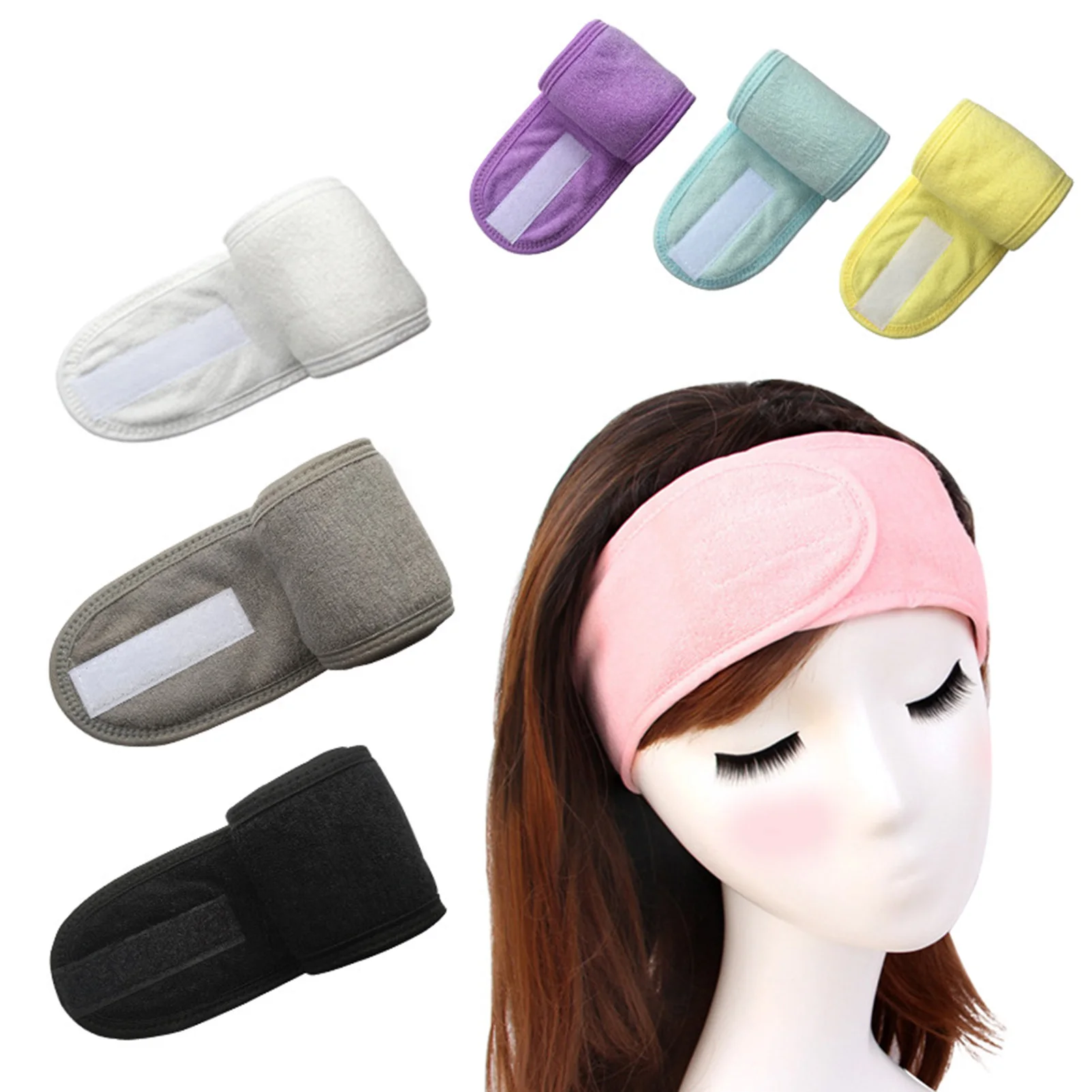 Soft Thickened Plush Headband For Women Adjustable Sticker Tie Makeup Application Face Wash Salon Spa Gym Yoga Workout 60cm