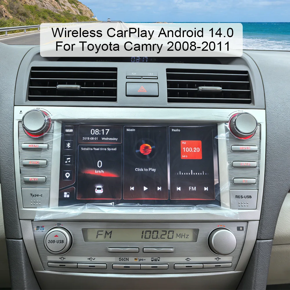 Radio para Auto Wegonow IPS para Toyota Camry 2008-2011 con CarPlay Inalámbrico, Android Auto, WiFi, Bluetooth, Reproductor Multimedia