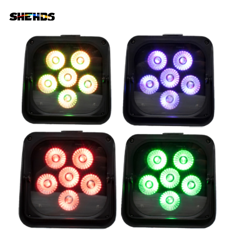 SHEHDS 4pcs Battery LED 6x18w RGBWA+UV 6in1 Par Wireless Remote Control DMX512 Phone WIFE Wash Wall Light For DJ Disco Christmas