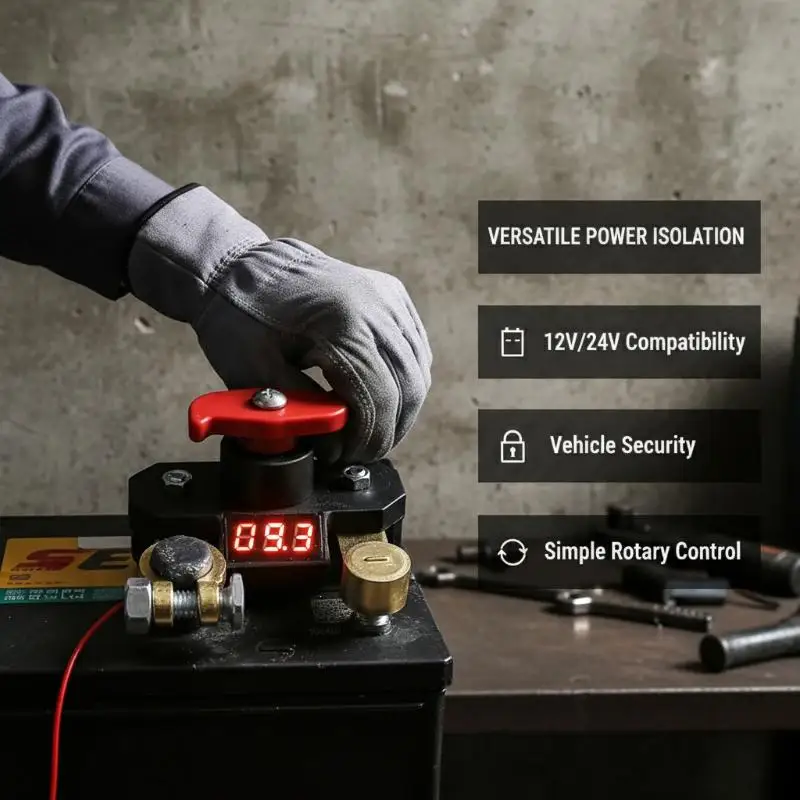 New Car Battery Disconnect Switch - Bidirectional Joint Can Rotate Power Disconnect Switch With Digital Display 12-24v
