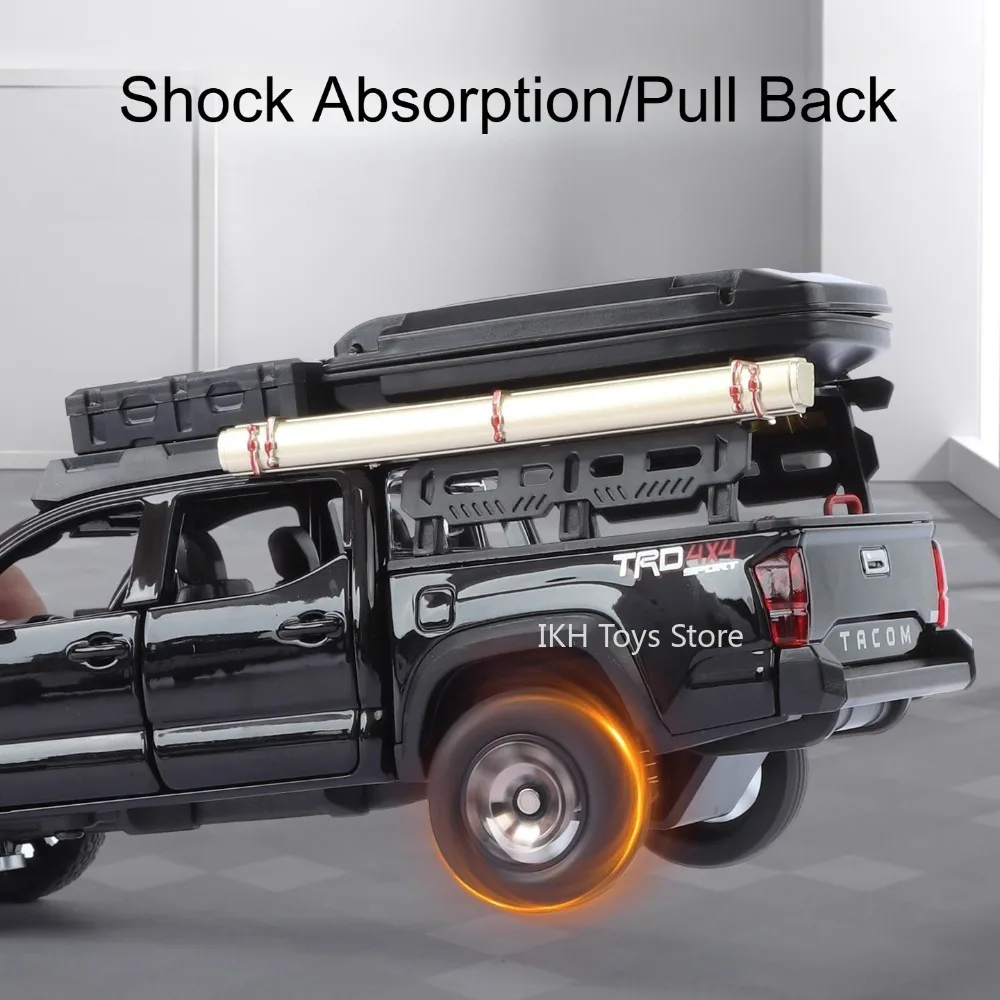 1:32 tacoma prado modelo de veículo off-road brinquedos liga diecast carros em miniatura som luz portas abertas puxar para trás para crianças presentes