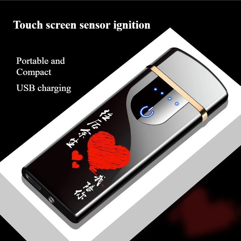 

Touch charging lighter windproof USB electronic cigarette lighter lettering for boyfriend double-sided cigar igniter