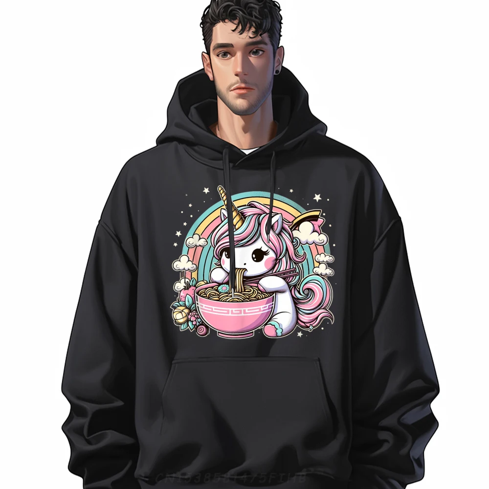 

Unicorn Ramen Kawaii Neko Japanese Noodles Aesthetic Graphic Pullover Hoodies Polyester Fiber Luxury Clothes Men Leisure