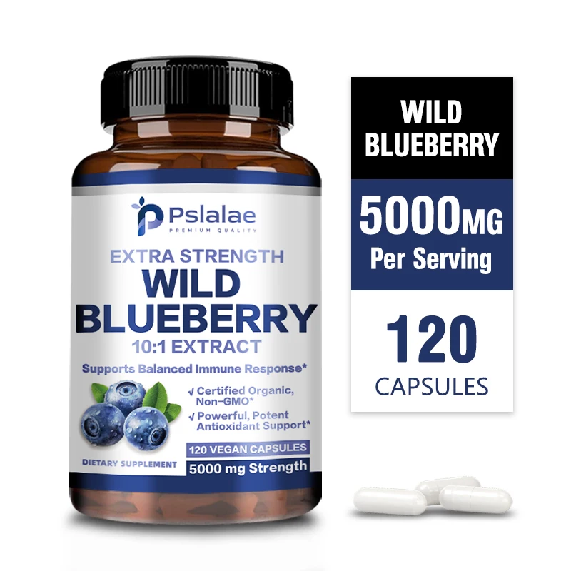 

Wild Blueberries Capsules - Antioxidant Supplements, Beneficial for Brain Function and Eye Health, and Boost The Immune System