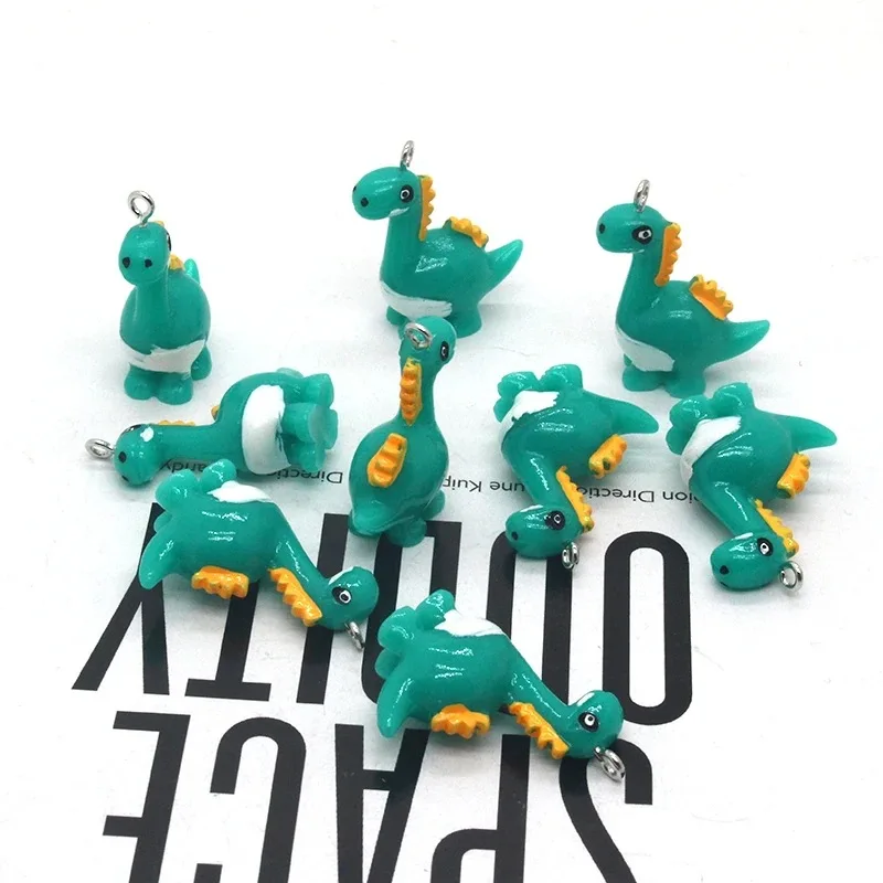 10Pcs 3D Cute Little Dinosaur Charms Cartoon Animal Resin Pendant For Making Diy Earrings Keychain Handmade Accessories Supplies