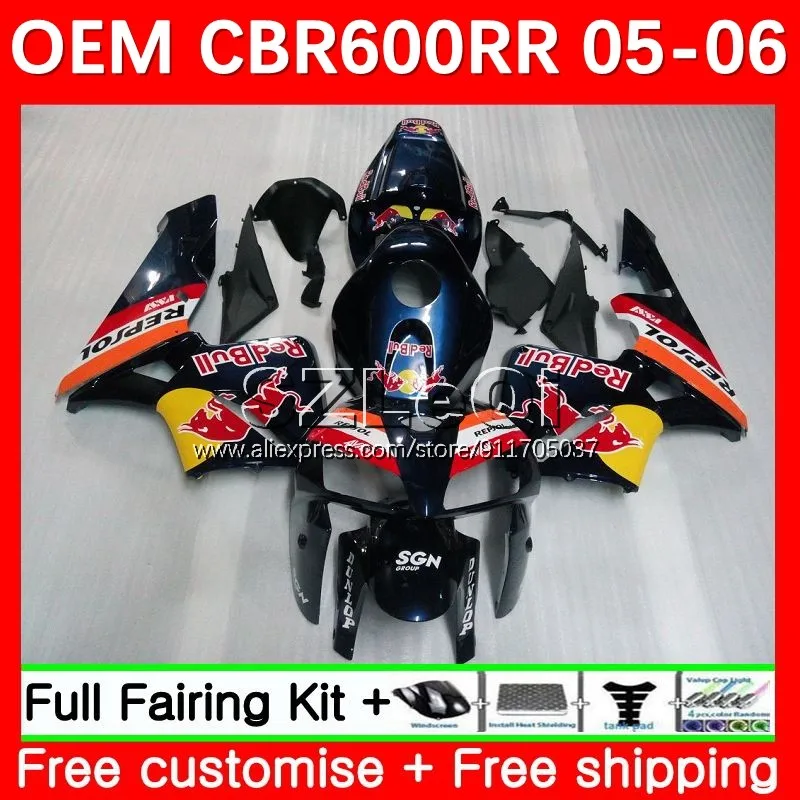 OEM Body + Decal For HONDA CBR600 CBR 600CC 600RR Dark blue 600 RR CC F5 05 06 37No.4 CBR600RR 2005 2006 Injection Fairings