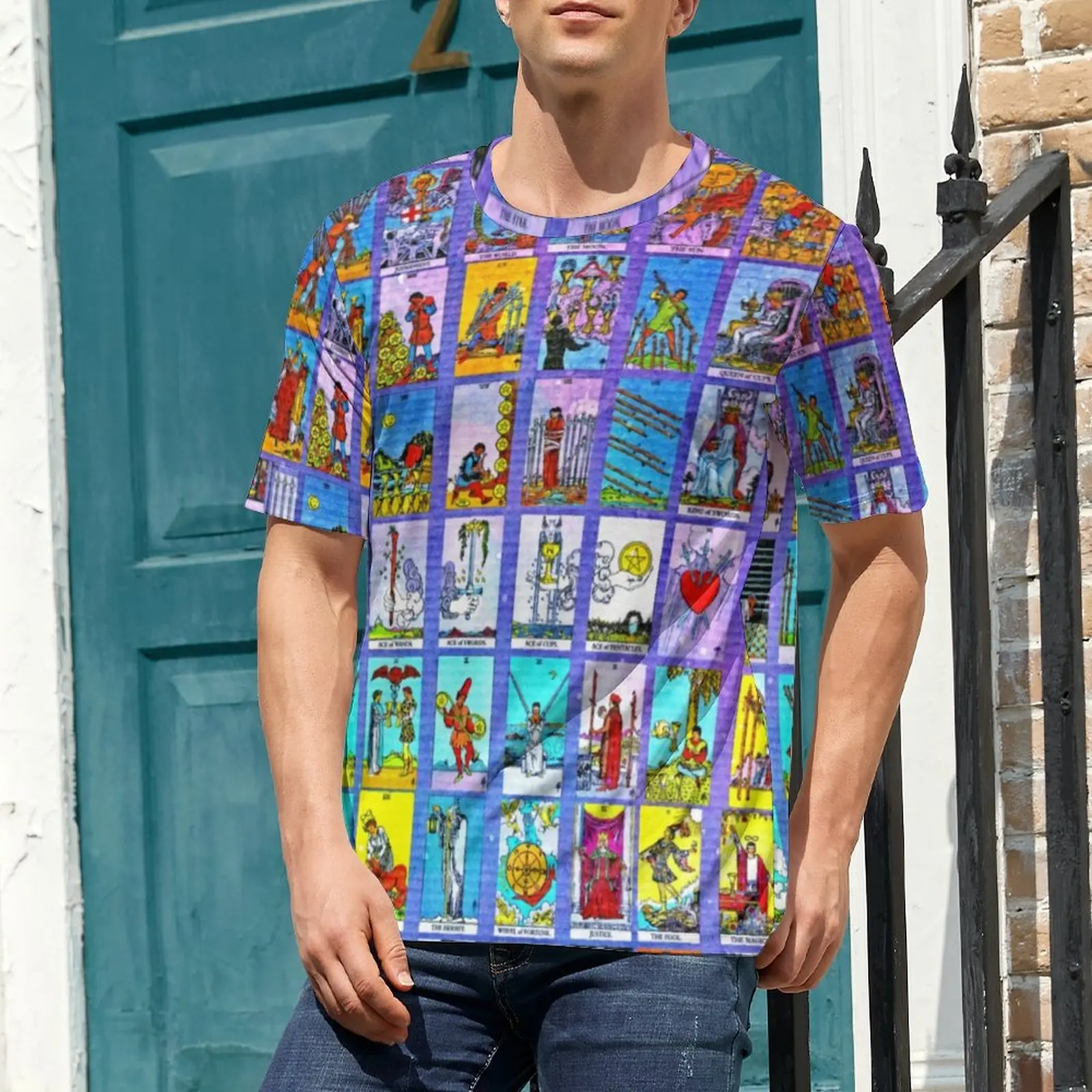 Tarot Cards T Shirt For Couple Major Minor Arcana Pattern O Neck T Shirts Trendy Clothing Short Sleeve Streetwear Oversized Tees