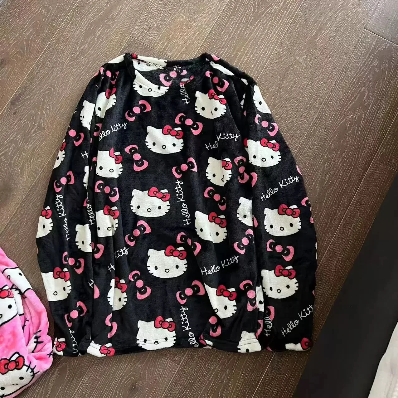 الشتاء مرحبا كيتي بيجامة أعلى Kawaii الكرتون بيجامة Y2K الدافئة سميكة امرأة أعلى أفخم Homewear لطيف ملابس خاصة قمصان #6