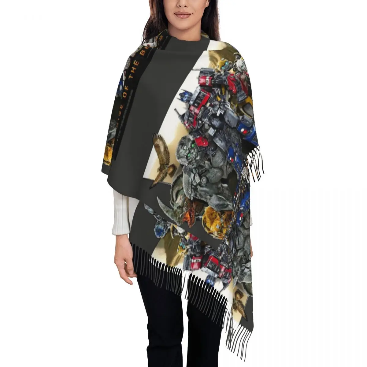 Transformers Rise Of The Beasts Scarf Tassel Scarves Women Soft Warm Shawls and Wraps Long Fall Winter Shawl Wrap