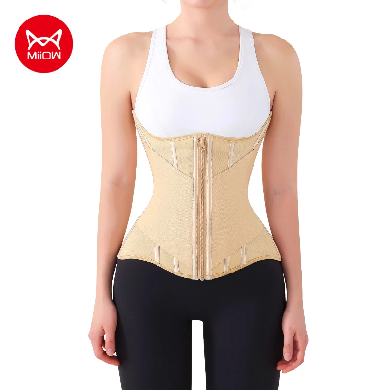 

MiiOW U-образный корсет для тренировки талии, женский корсет на молнии, формирователь тела, тренажер для талии с подтяжкой груди, стальная кость, женское корректирующее белье для похудения