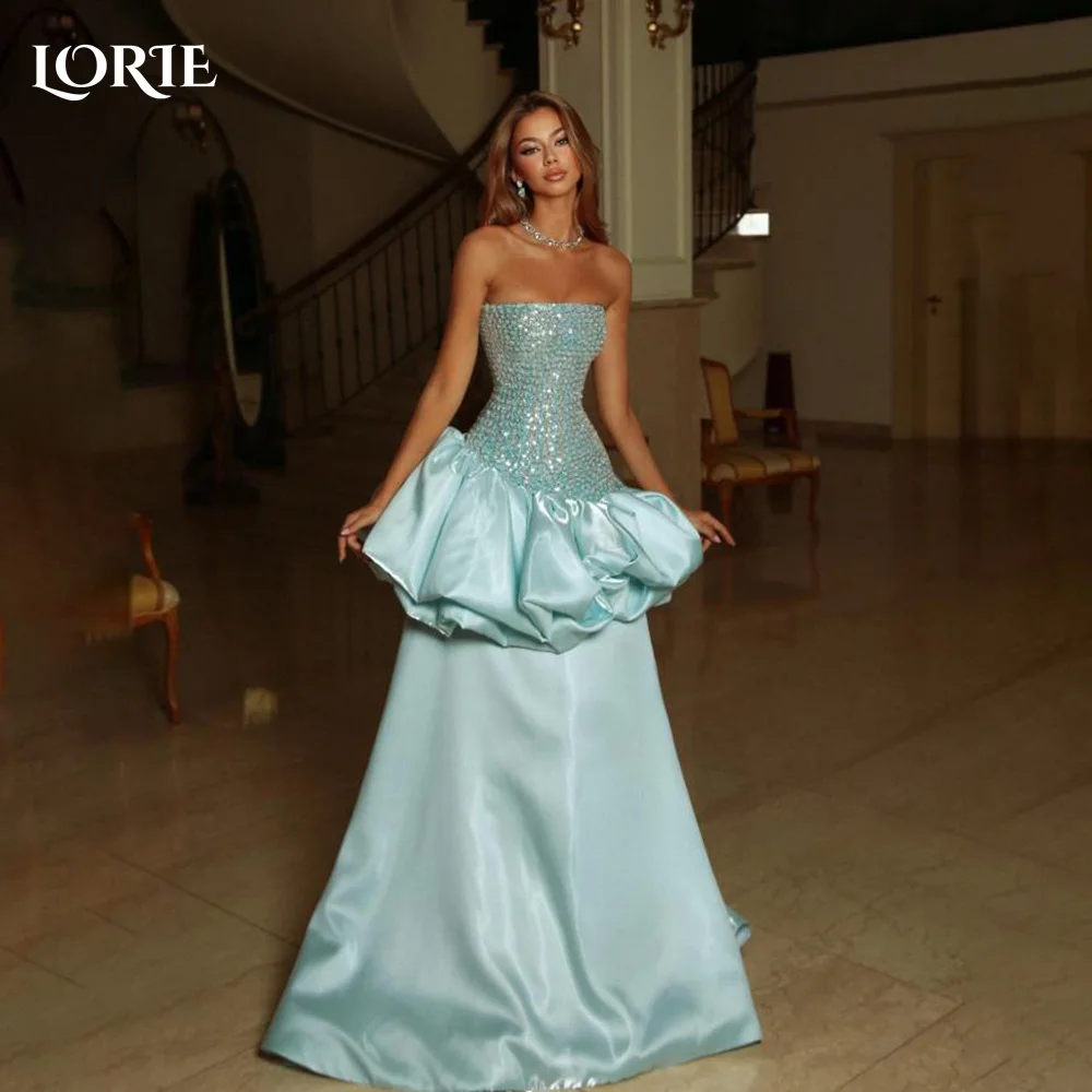 

LORIE Shiny Arabia Evening Dress Shiny Pleats Floor Length Mermaid Prom Dresses Pleats Sparkly Ball Satin Party Gown Customized