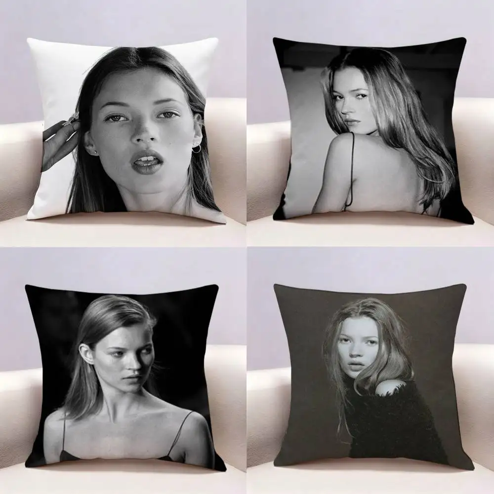 Model K-Kate Moss   Double-sided print Pillow Case for Sofa Living Room Home office Decor Protective Cover