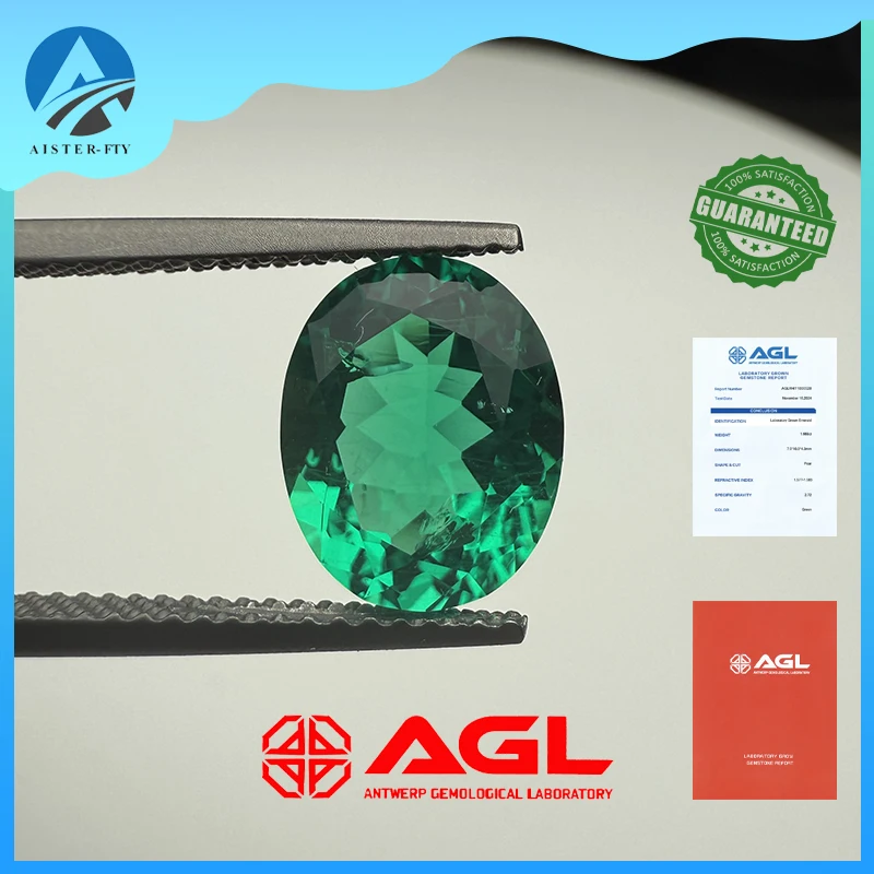 

Top Hand-cut Lab Grown Columbia Emeralds Oval Shape Gemstones VVS1 for DIY Jewelry Pendant Bracelet Making with AGL Certificate