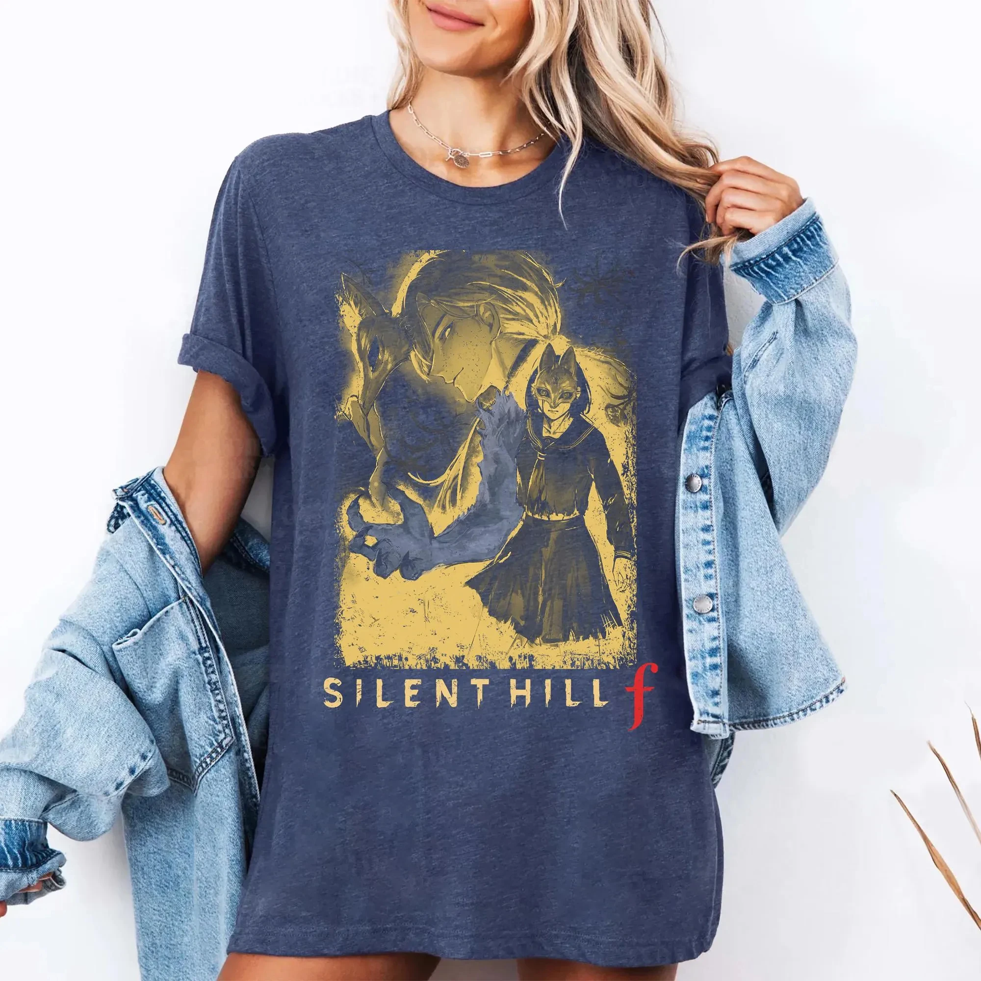 Camisetas con temática de Silent Hill, camisetas retro japonesas de juegos de terror, regalos de manga corta para jugadores masculinos y femeninos