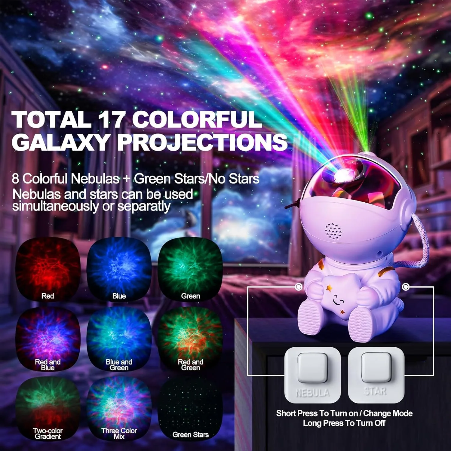 Galaxy Star Projector LED Night Light Starry Sky Astronaut Porjectors Lamp For Decoration Bedroom Home Decorative Children Gifts