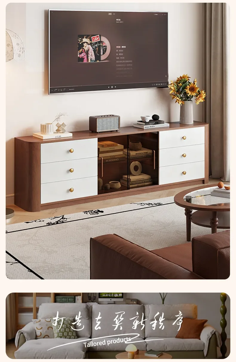 DSA medieval TV cabinet 60cm high floor solid wood high cabinet living room home new light luxury high sense