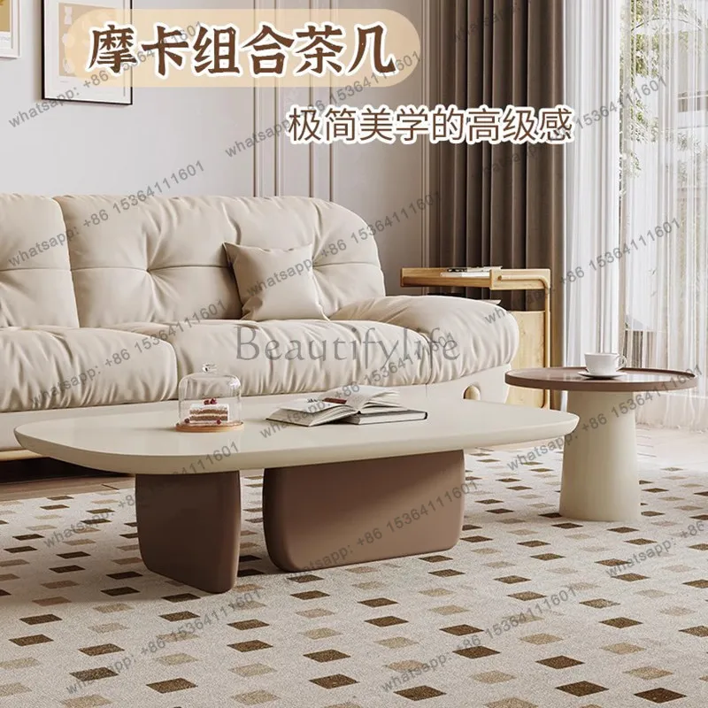 French cream style living room combination coffee table small apartment mocha light luxury new coffee table