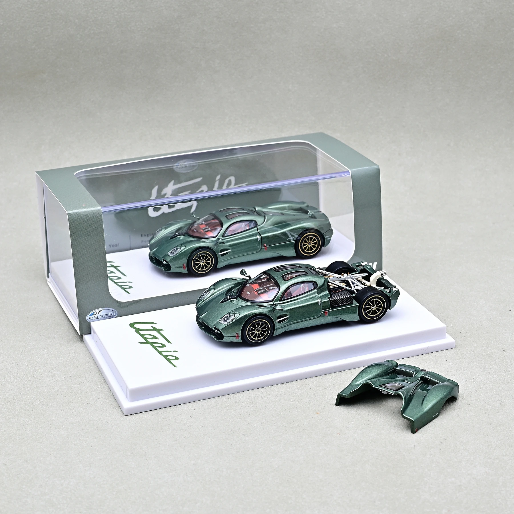 Cmmodel 1/64 Utopia Metal Green alloy finished car model decoration