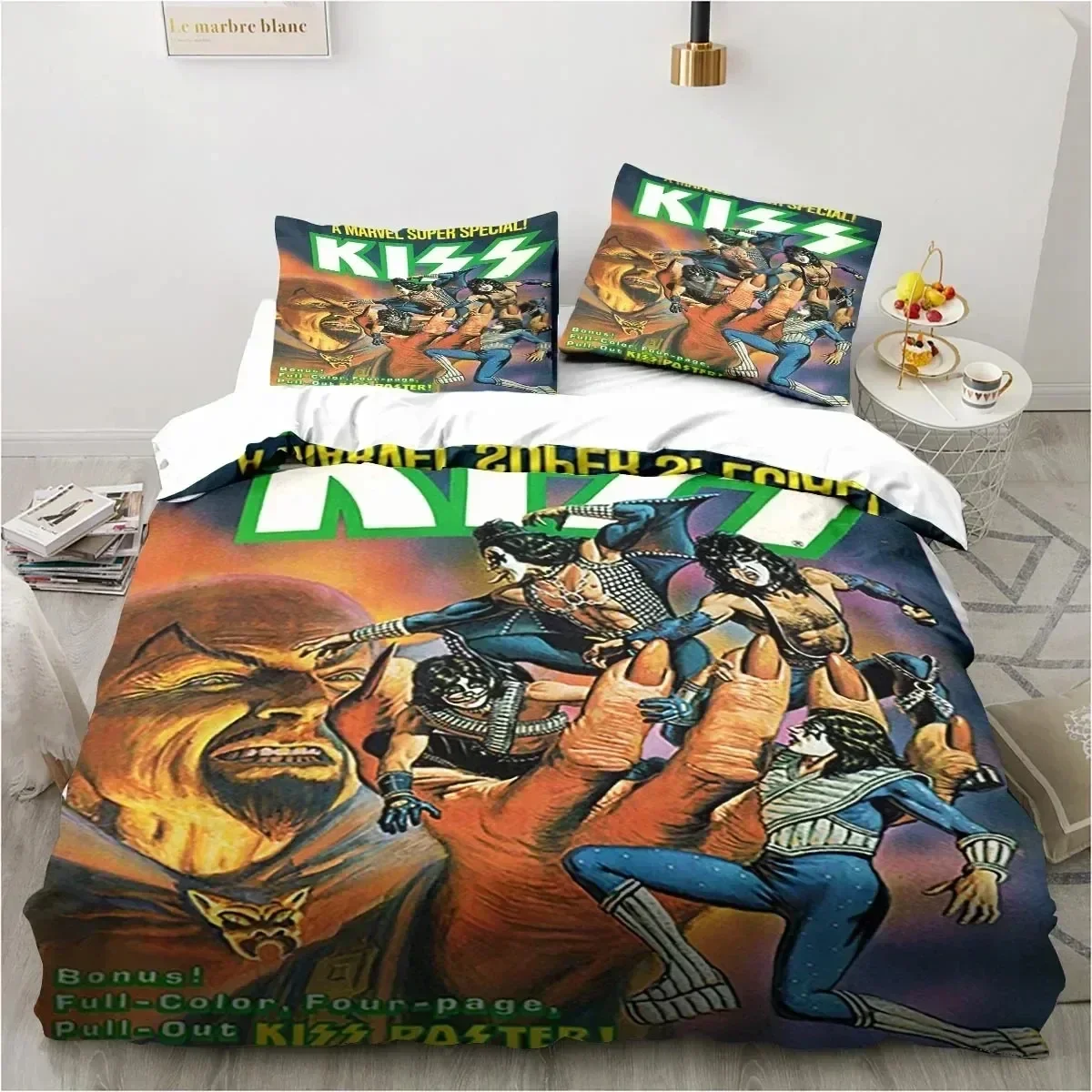 

3D Print Rock Band KISS Band Bedding Set Printed Bed Set With Pillowcase Bed Duvet Cover Soft Queen King Size Bedclothes Home