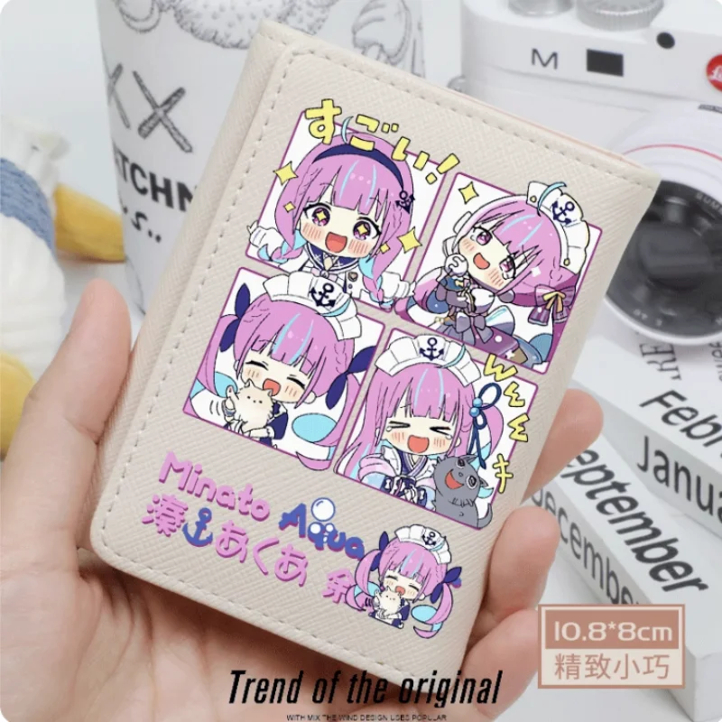 

Anime Hololive Minato Aqua Wallet Women Fold Bag Multi Card Coin Pocket Holder Fashion Wallet Gift