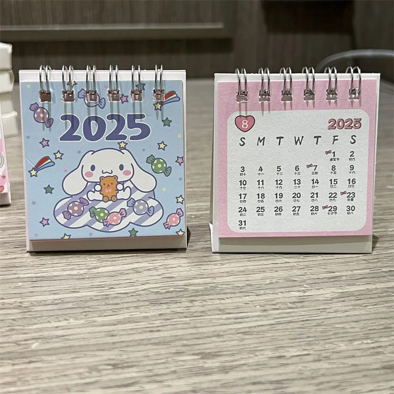 Sanrio Cute Cinnamoroll 2025 Mini Calendar Ins Style Desk Decor Student My Melody Cartoon Graffiti Print Desktop Calendar